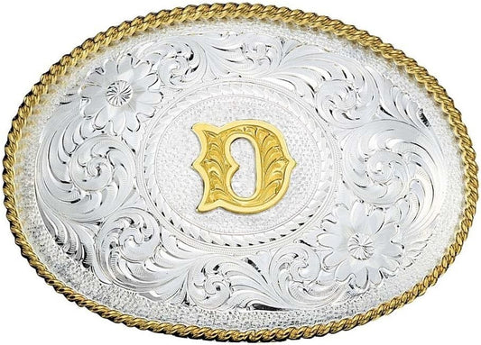2.75" x 3.75" Silver and Gold Trim Belt Buckle - Stylish Western Essential