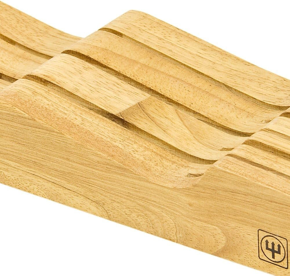 Natural Wood 7-Slot In-Drawer Knife Storage - Elegant & Space-Saving Solution