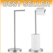 Load image into Gallery viewer, Stylish Heavy-Duty Toilet Paper Stand - Brushed Stainless Steel, Rust-Resistant