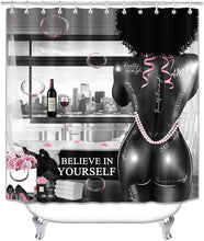 Load image into Gallery viewer, 4PCS African American Shower Curtain &amp; Rug Set - Inspiring 'I Am Enough' Design