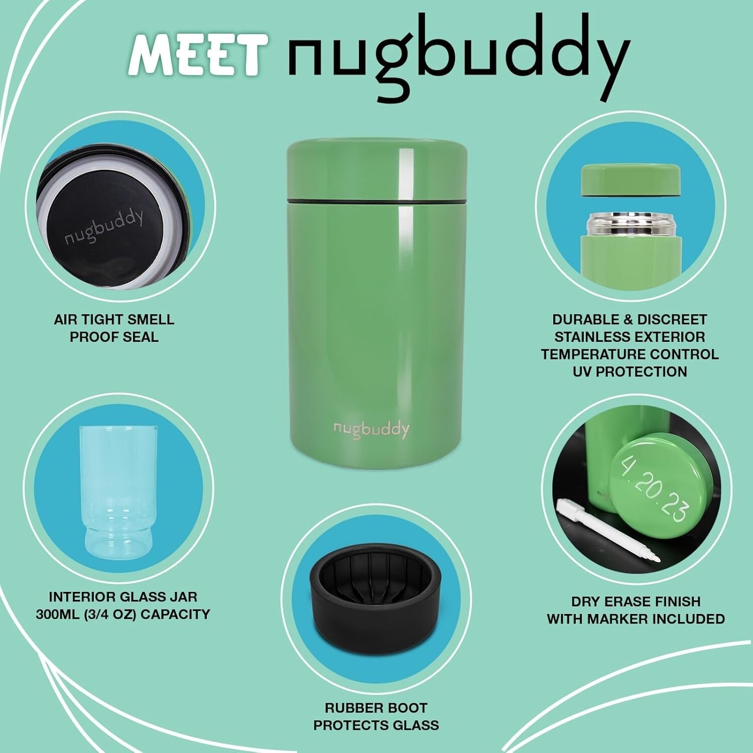 Elegant Vacuum-Sealed Storage Container with 300ml Glass Jar - Keeps Food Fresh