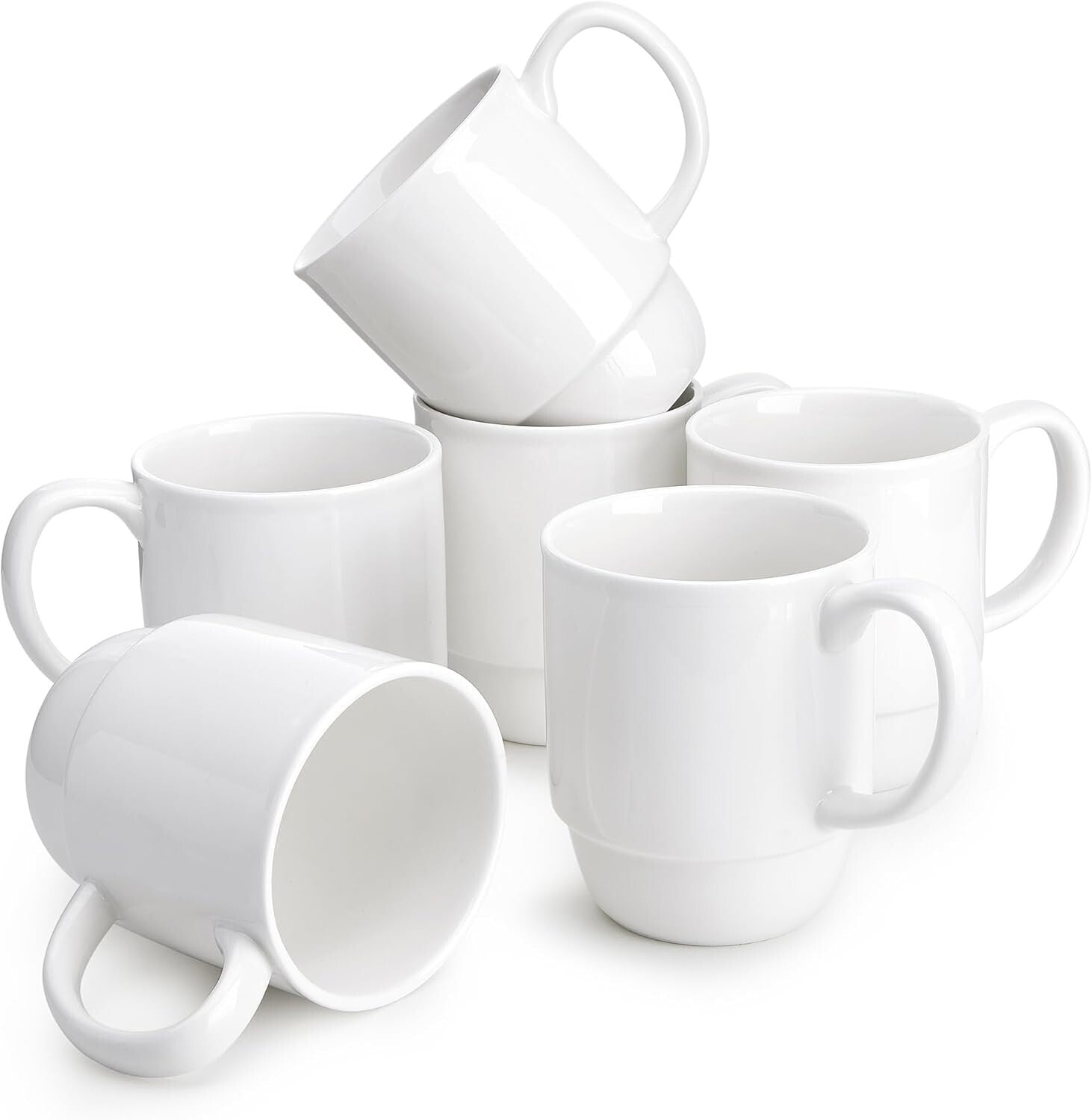 21 Oz Stackable Porcelain Mugs - Set of 6 for Stylish Coffee & Mulled Drinks