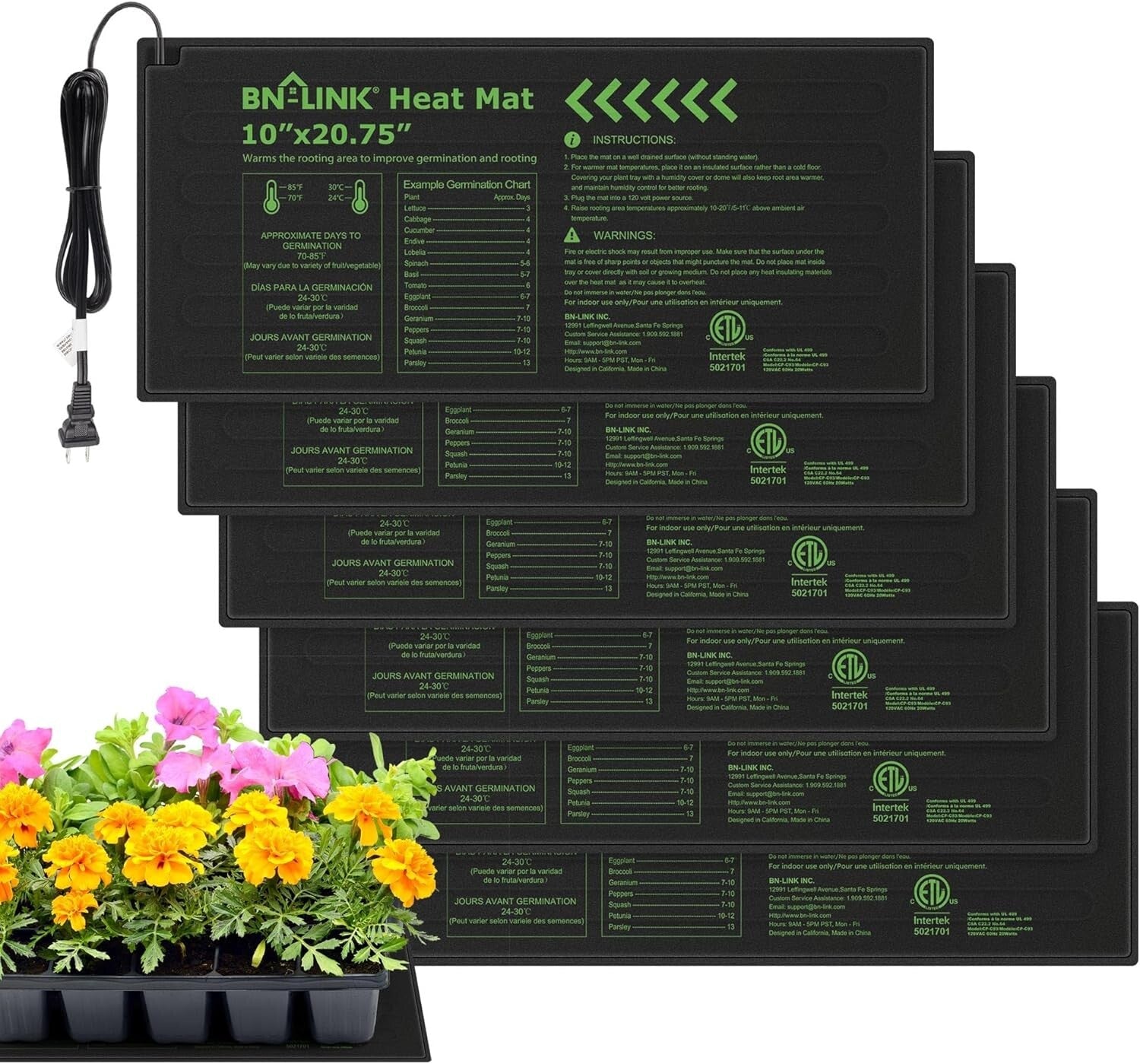 6-Pack Waterproof Seedling Heating Mats for Optimal Germination - 10" x 20.75"