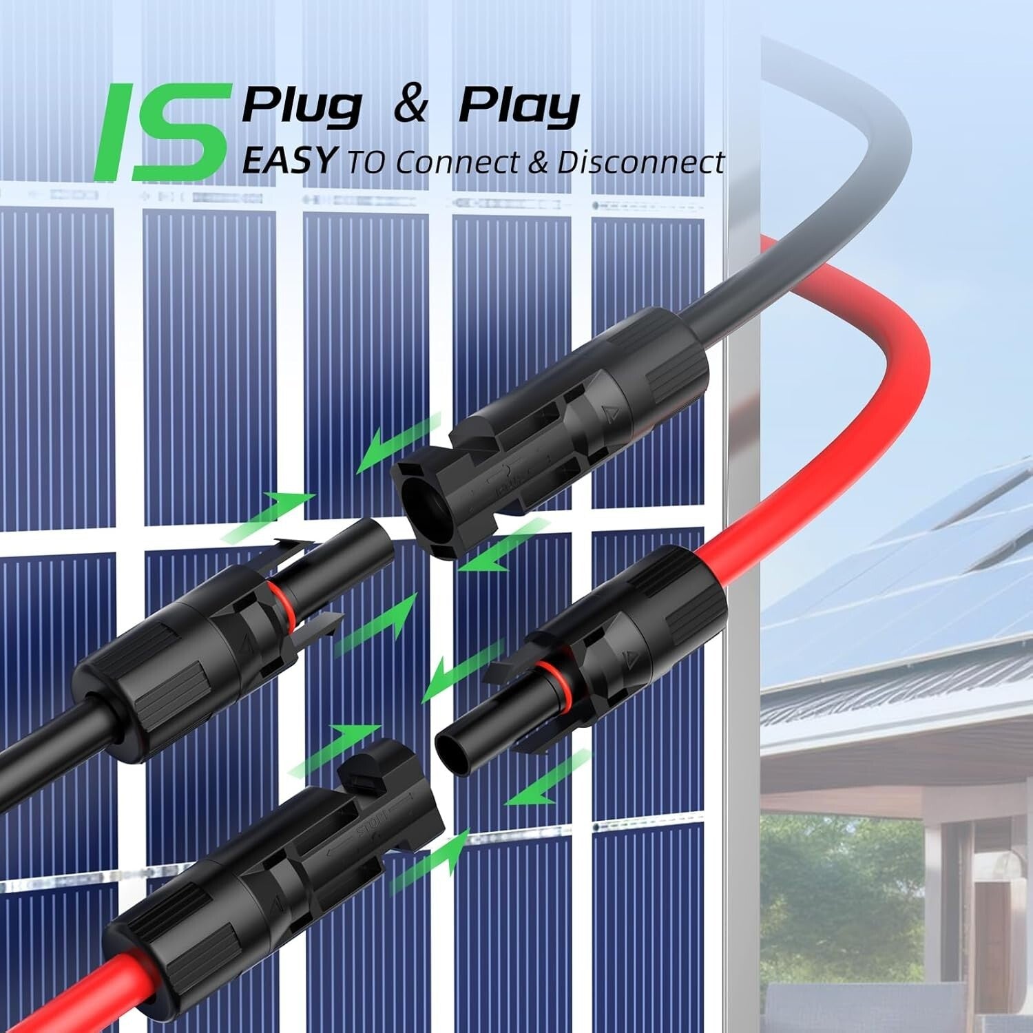 30FT 10AWG Solar Panel Extension Cable Set - Waterproof & Durable Connectors