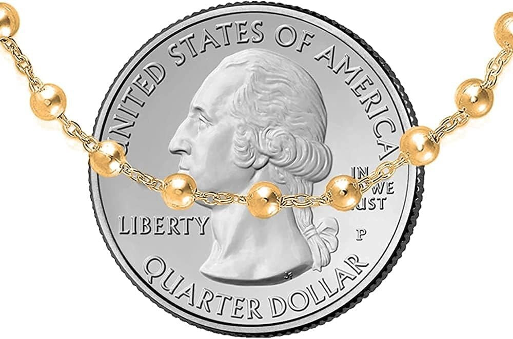 925 Sterling Silver & 18K Gold Plated Rosary Pendant Necklace - Italian Elegance