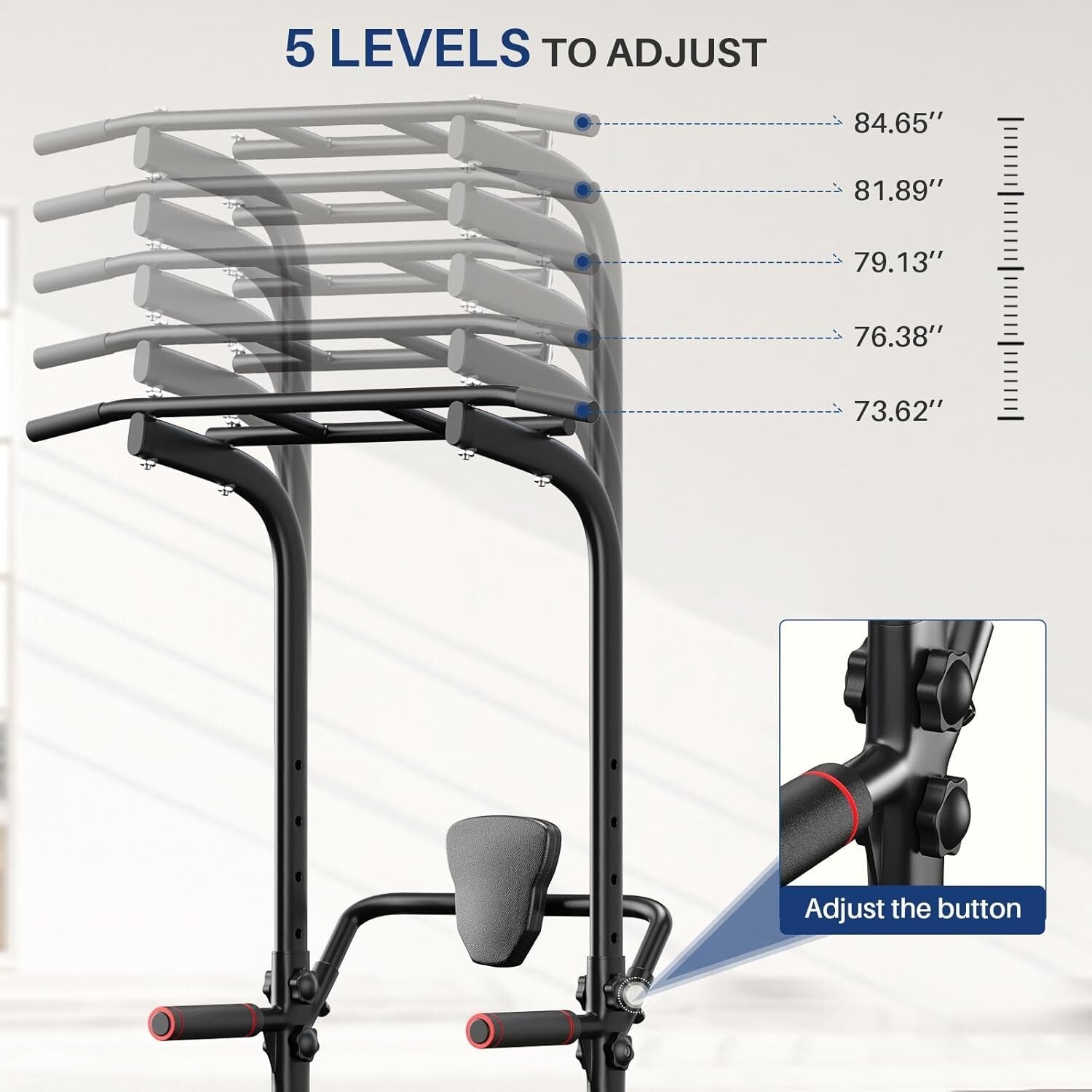 Durable Power Tower Fitness Equipment - Adjustable Height, Non-Slip Grip