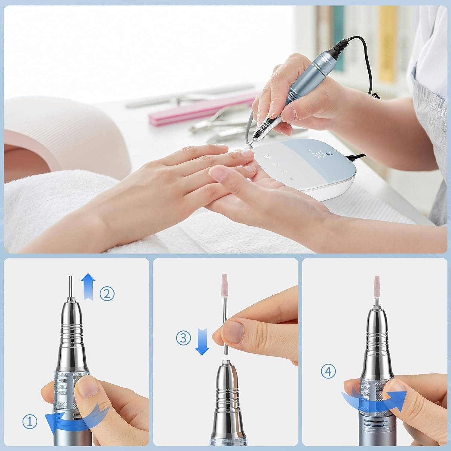 35000RPM Electric Nail Drill with Touch Screen - Perfect for Salon & Home Use