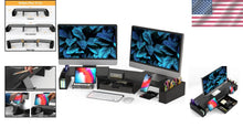 Load image into Gallery viewer, Multi-Functional Black Monitor Stand with Sliding Drawer &amp; Organizers for Desks