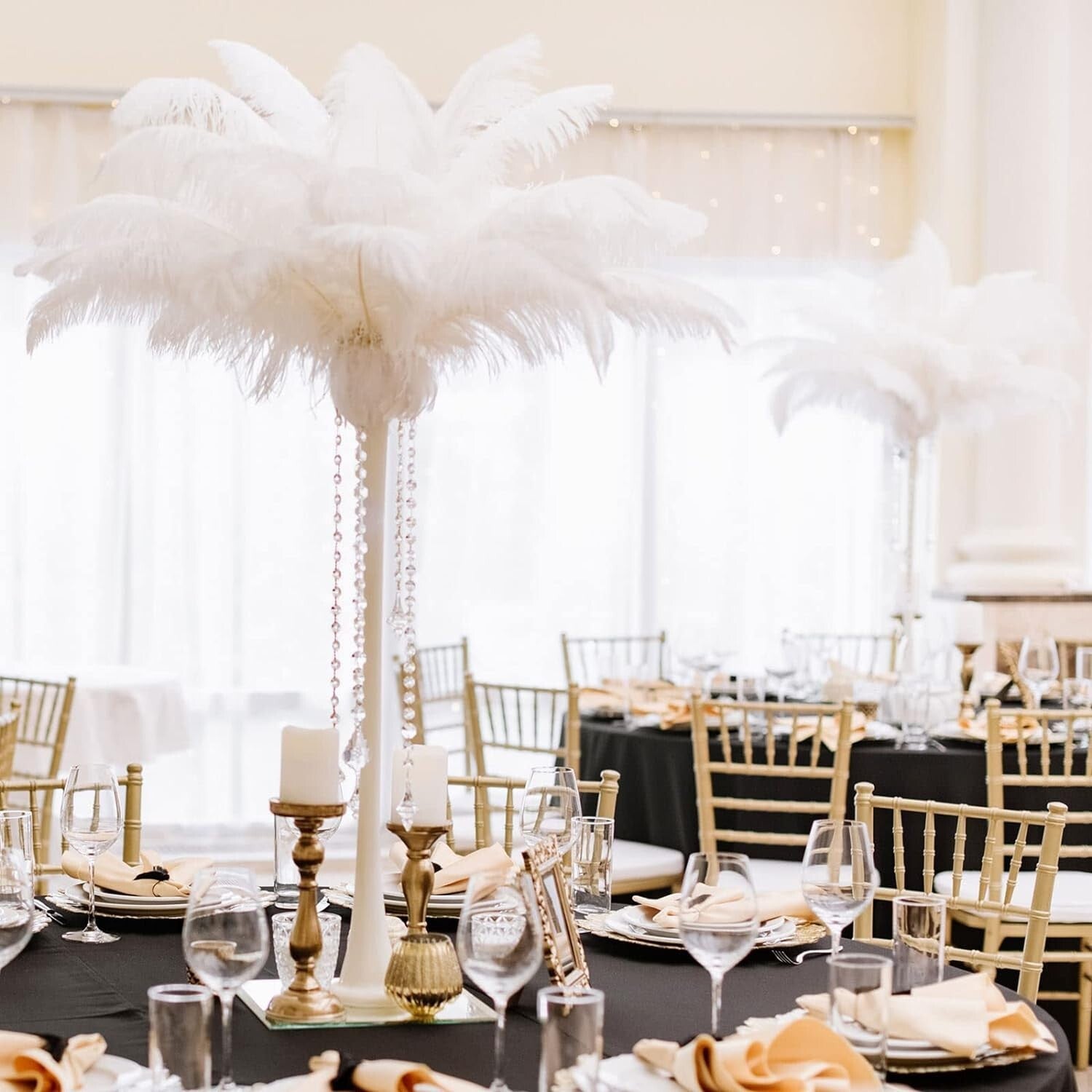 Versatile 90 Pcs Natural Ostrich Feathers - Perfect for Weddings and Parties