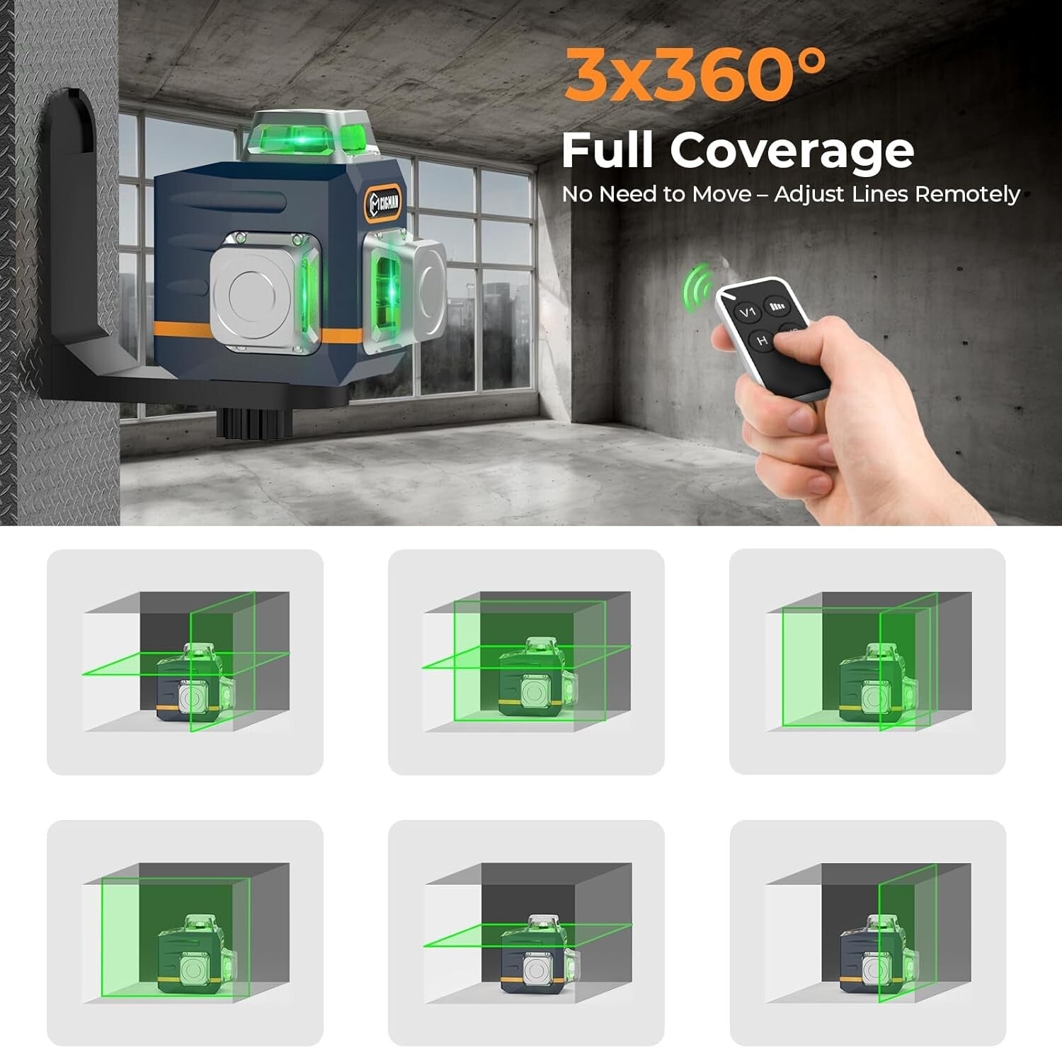 Precision 3D Green Laser Level with Tripod & Remote Control for DIY Projects