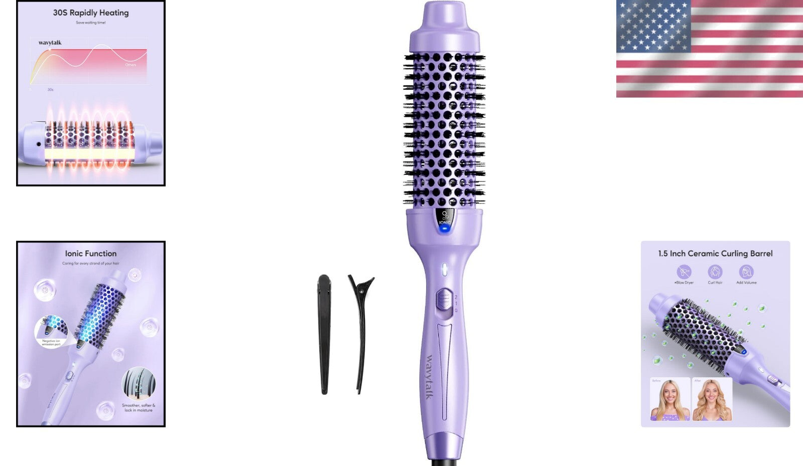 Effortless Curls & Volume: Dual Temp Heated Round Brush for Medium-Length Hair