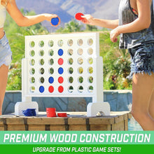 Load image into Gallery viewer, Fun 2ft Wide Wooden 4 in a Row Game with Quick Setup for Indoor &amp; Outdoor Play