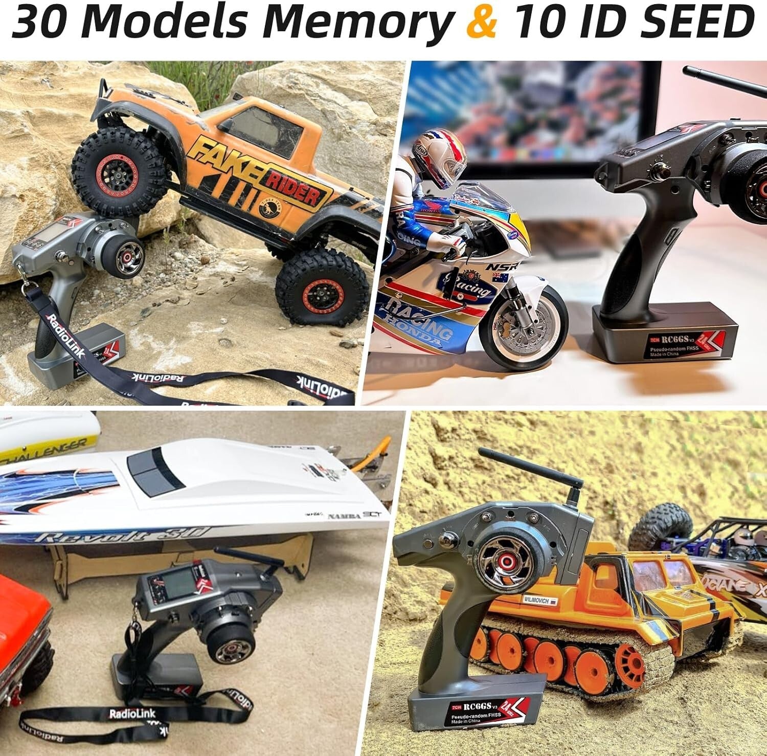 Durable Waterproof Telemetry RC Transmitter with 1900ft Range & Custom Channels