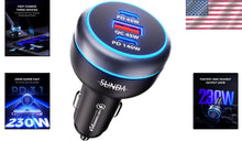 Load image into Gallery viewer, Super Fast Car Charger: 230W USB-C with QC 3.0 &amp; Dual Ports for Fast Charging