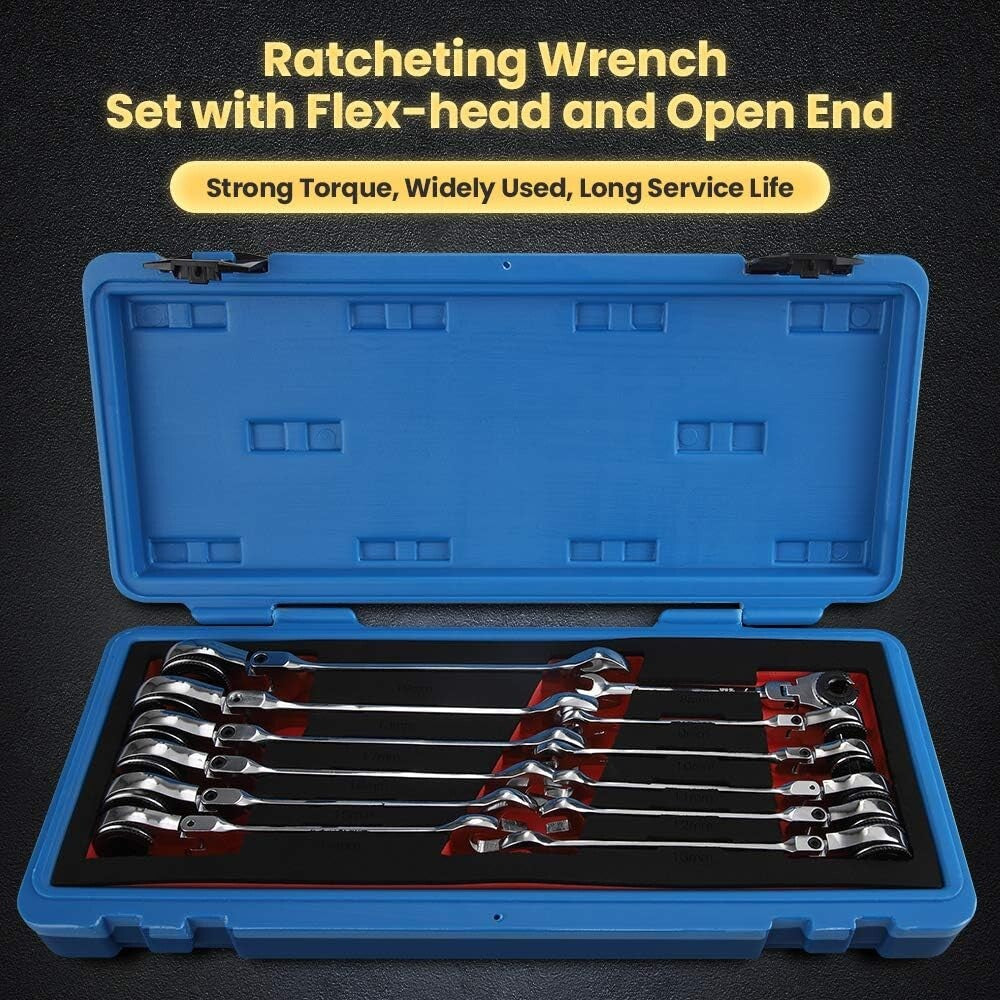 Professional 12PCS Flex-head Ratchet Wrench Set - Effortless Access & Torque