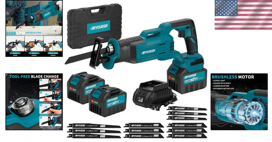 Lightweight 21V Brushless Reciprocating Saw - Cordless for Metal, Wood & PVC