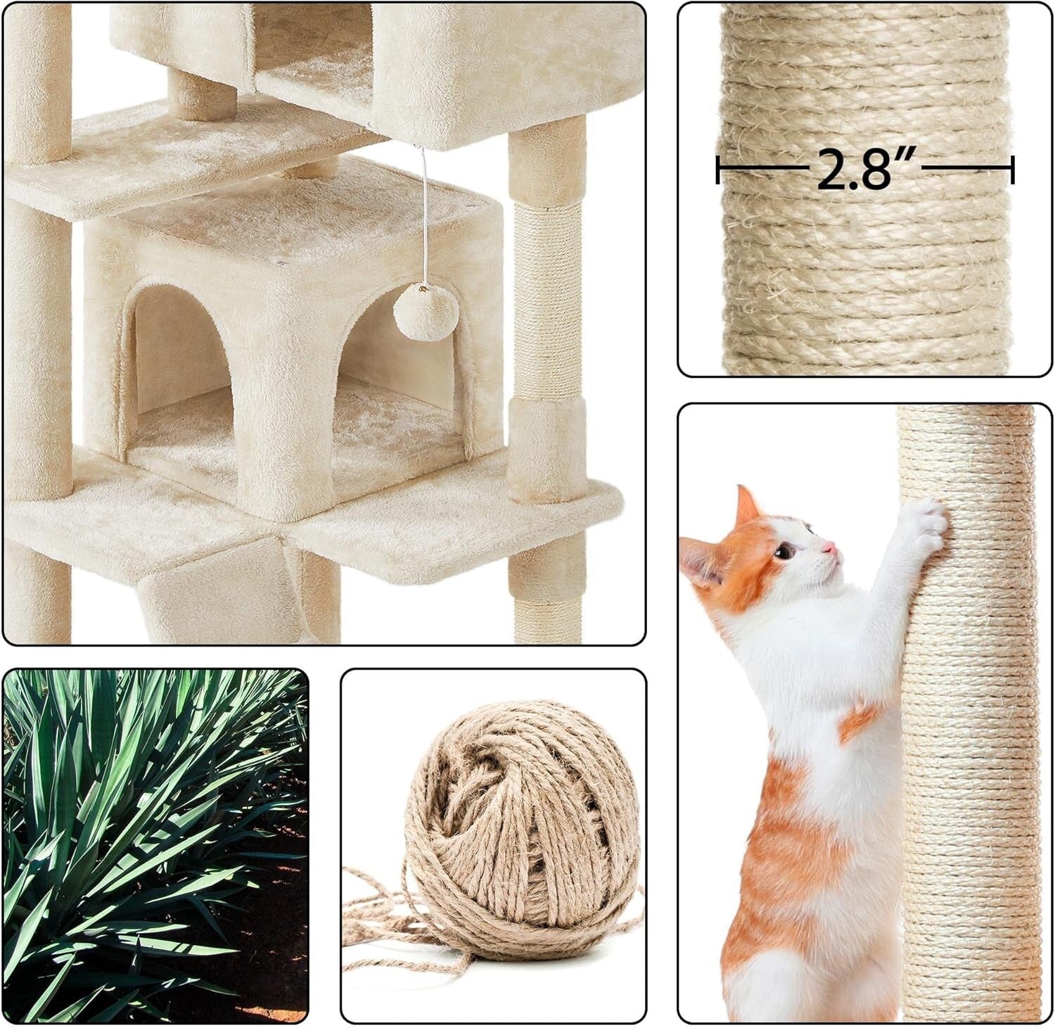 Durable 70in Cat Tree for Indoor Cats with Scratching Posts & Fun Accessories