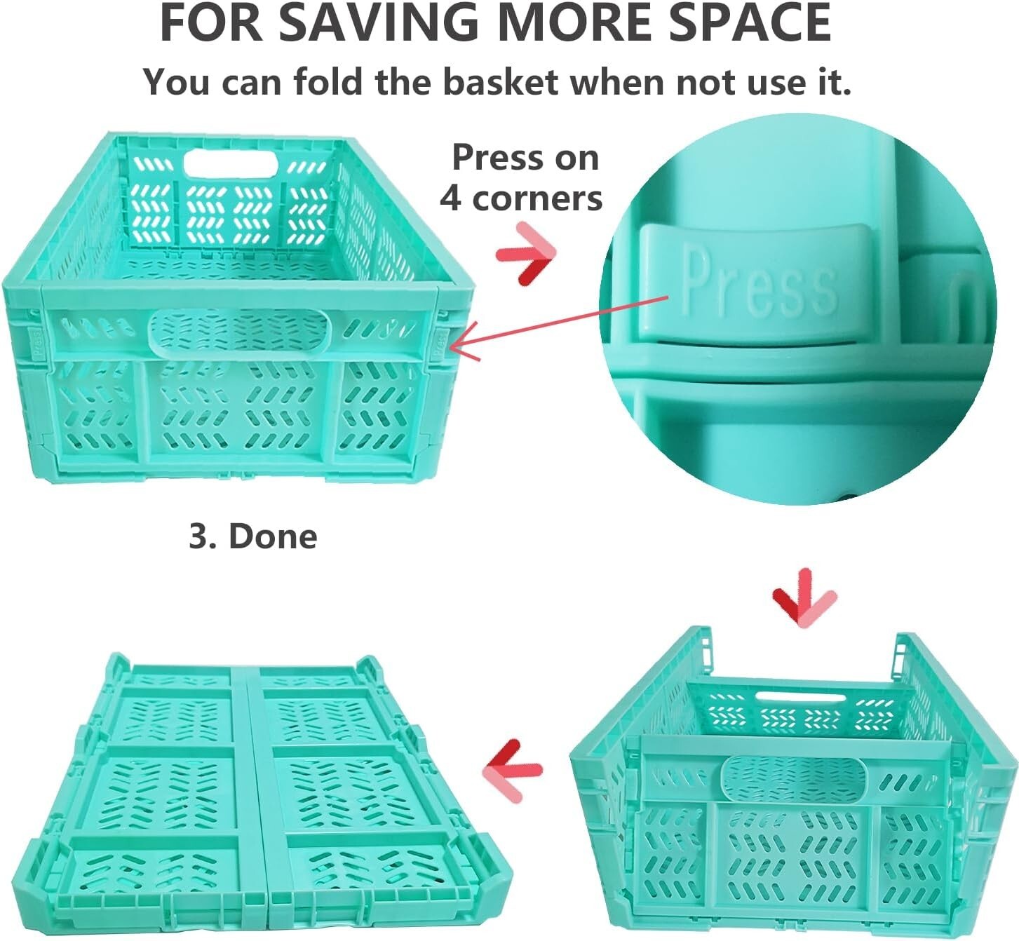Durable 20L Collapsible Storage Baskets - Ideal for Home & Office Organization