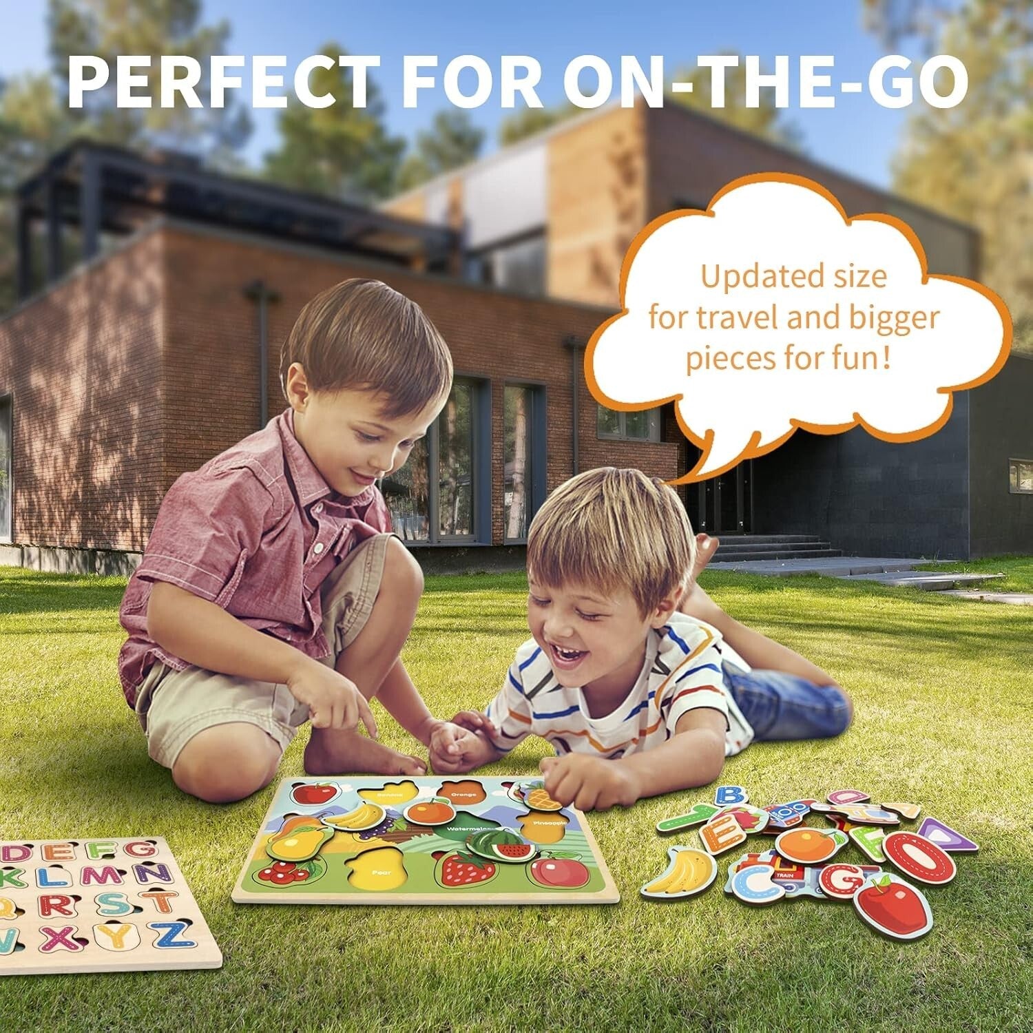 Wooden Educational Puzzle Set for Toddlers with Storage Rack - 6 Engaging Themes