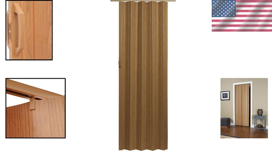 Via Accordion Folding Door 24-36"x80" - Stylish Oak Vinyl with Easy Installation