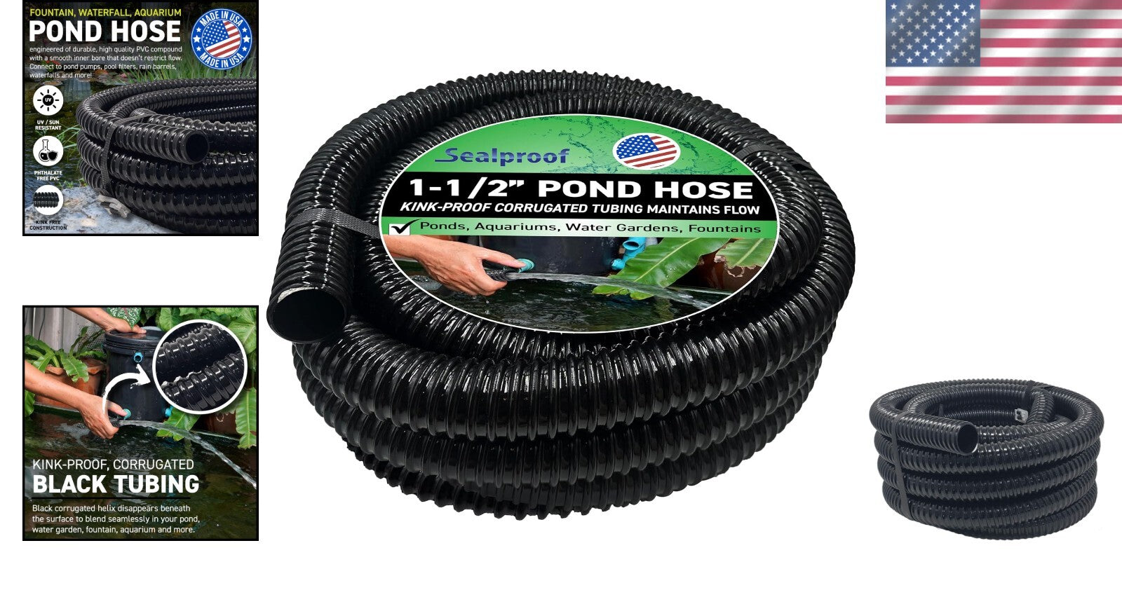 Durable 20FT Black Corrugated PVC Tubing - 1.5-Inch Diameter for Aquaculture