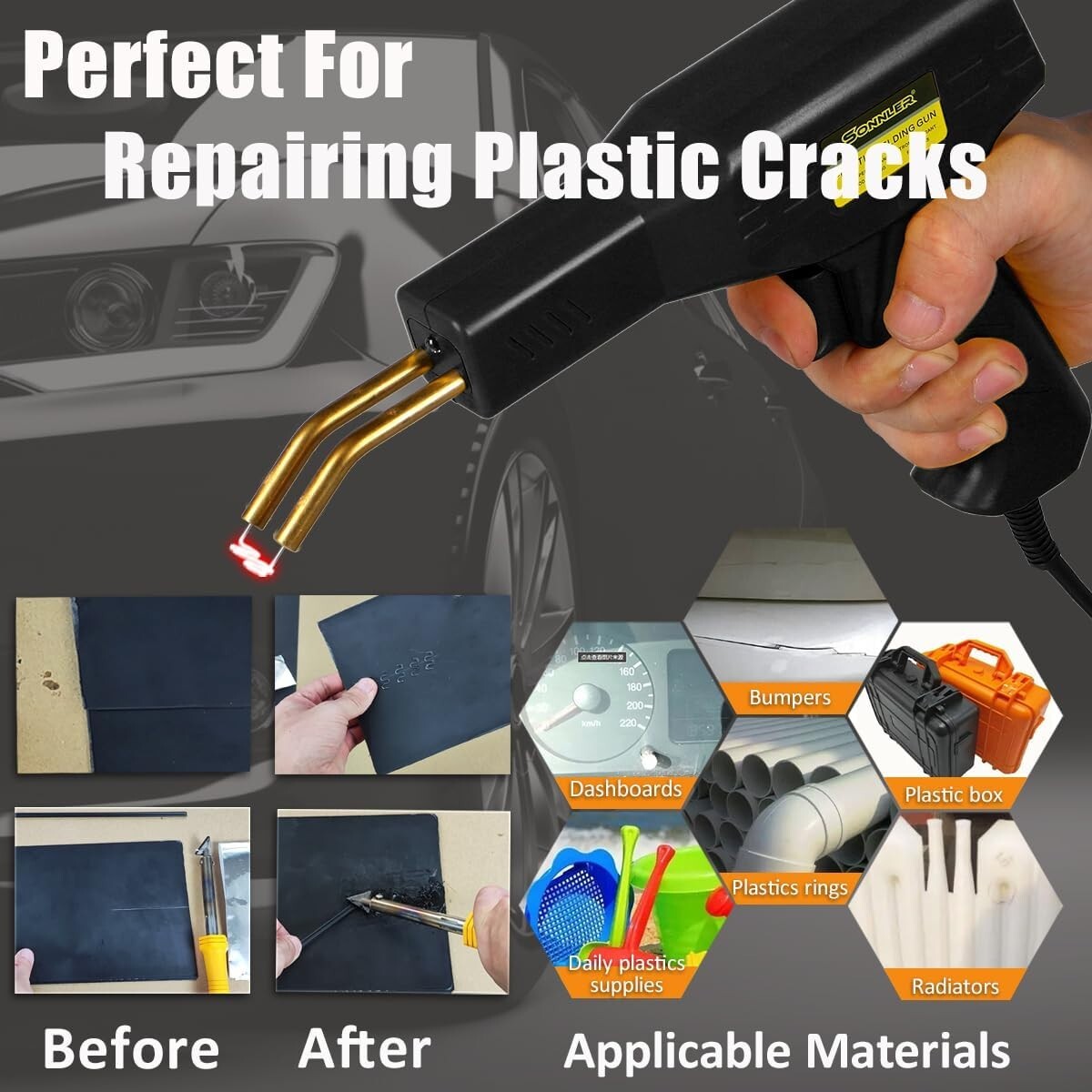 All-in-One Plastic Repair Kit - 100W Welder, Staples & Accessories Included