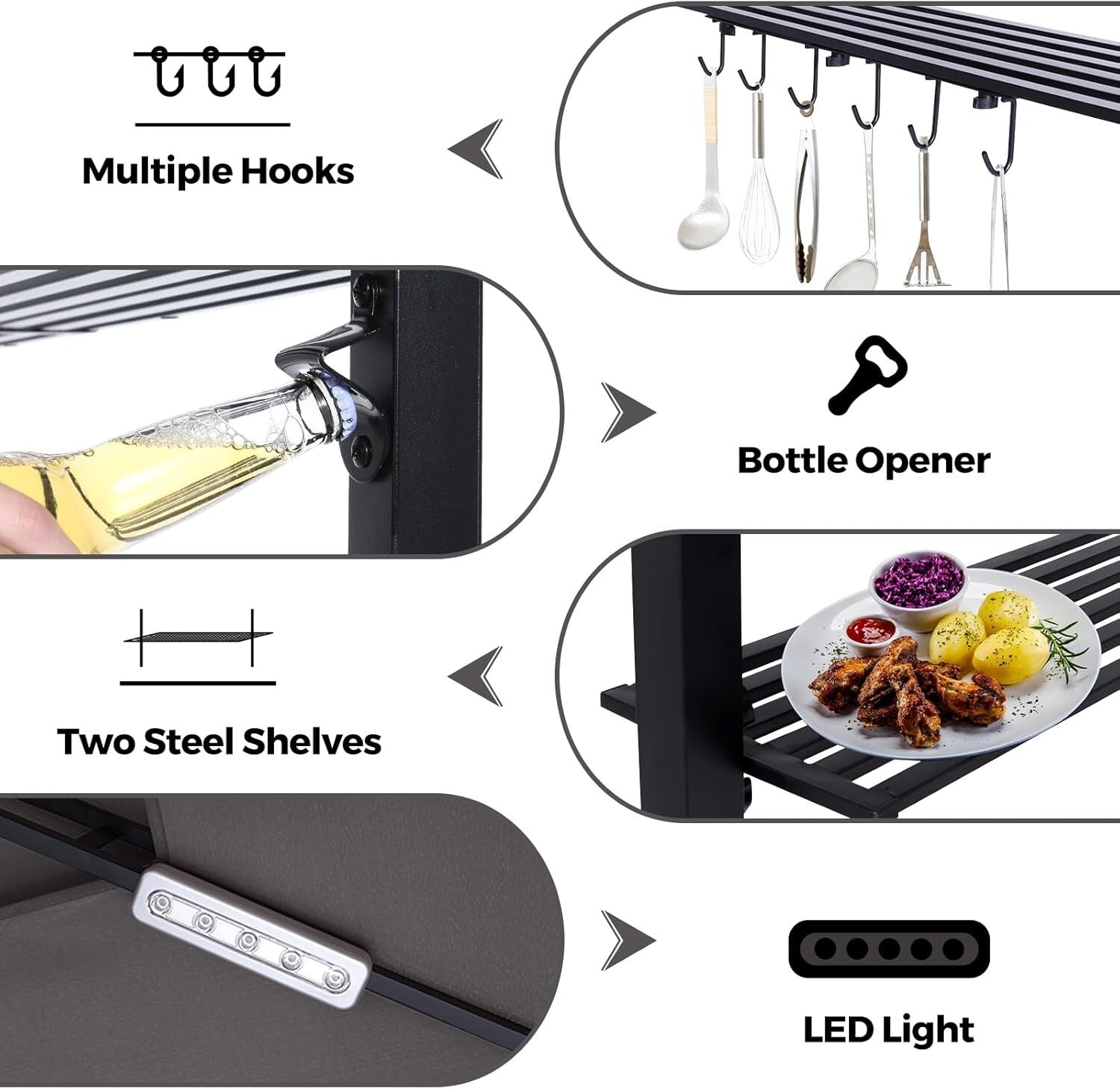 11x5 Outdoor BBQ Shelter with LED Lights & Bonus Hooks for Grilling Fun