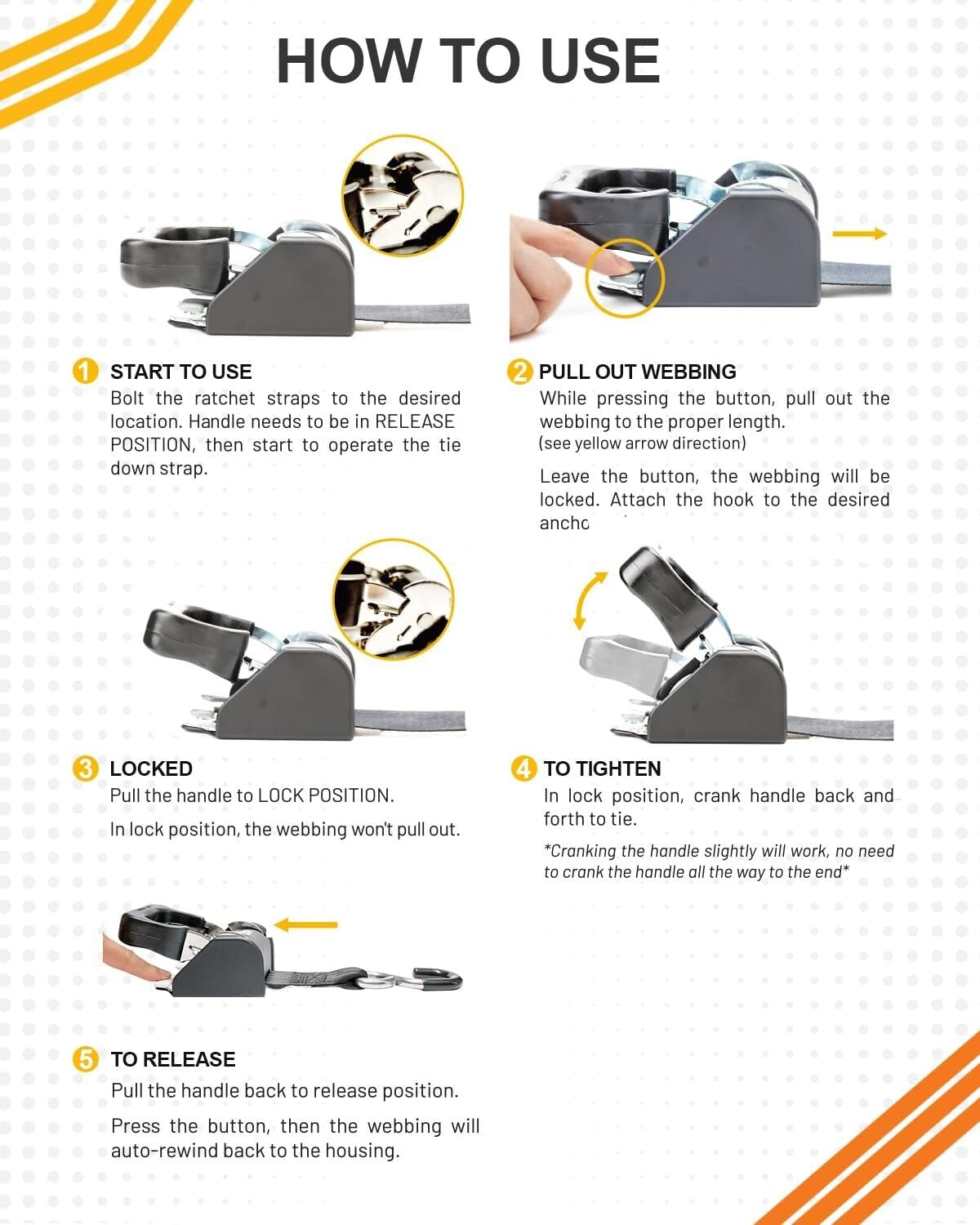 No-Tangle 2-Pack Ratchet Straps with Safety S-Hook - Safe & Reliable Hauling