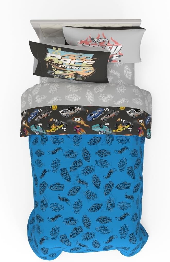 Hot Wheels Kids 5 Piece Twin Comforter & Sheet Set - Super Soft Microfiber