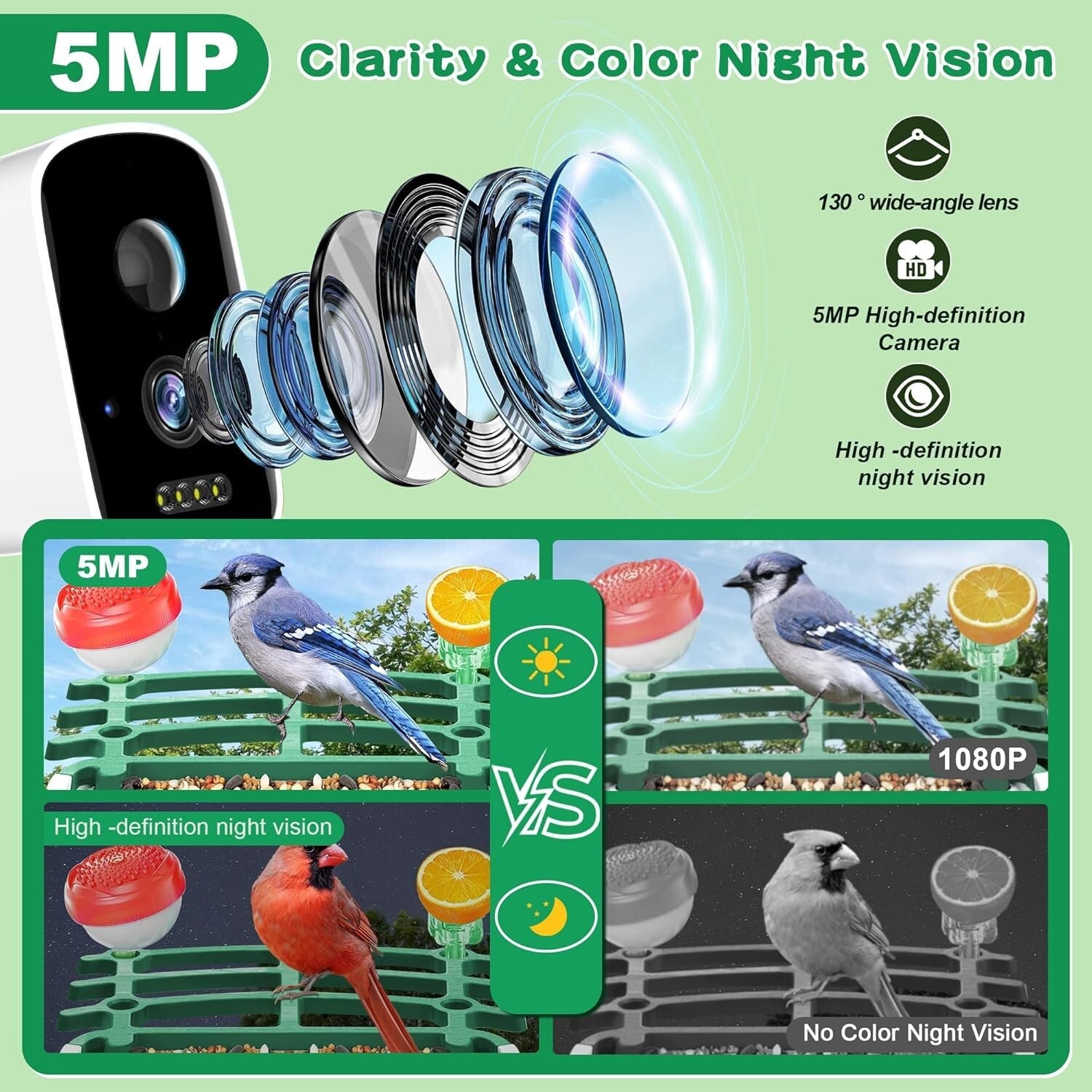 Weatherproof Bird Feeder Camera with Live View – Instant Notifications & Sharing