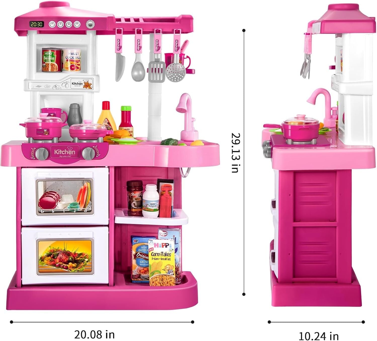 53-Piece Play Kitchen Set with Temperature Sensing Sink for Engaging Role-Play