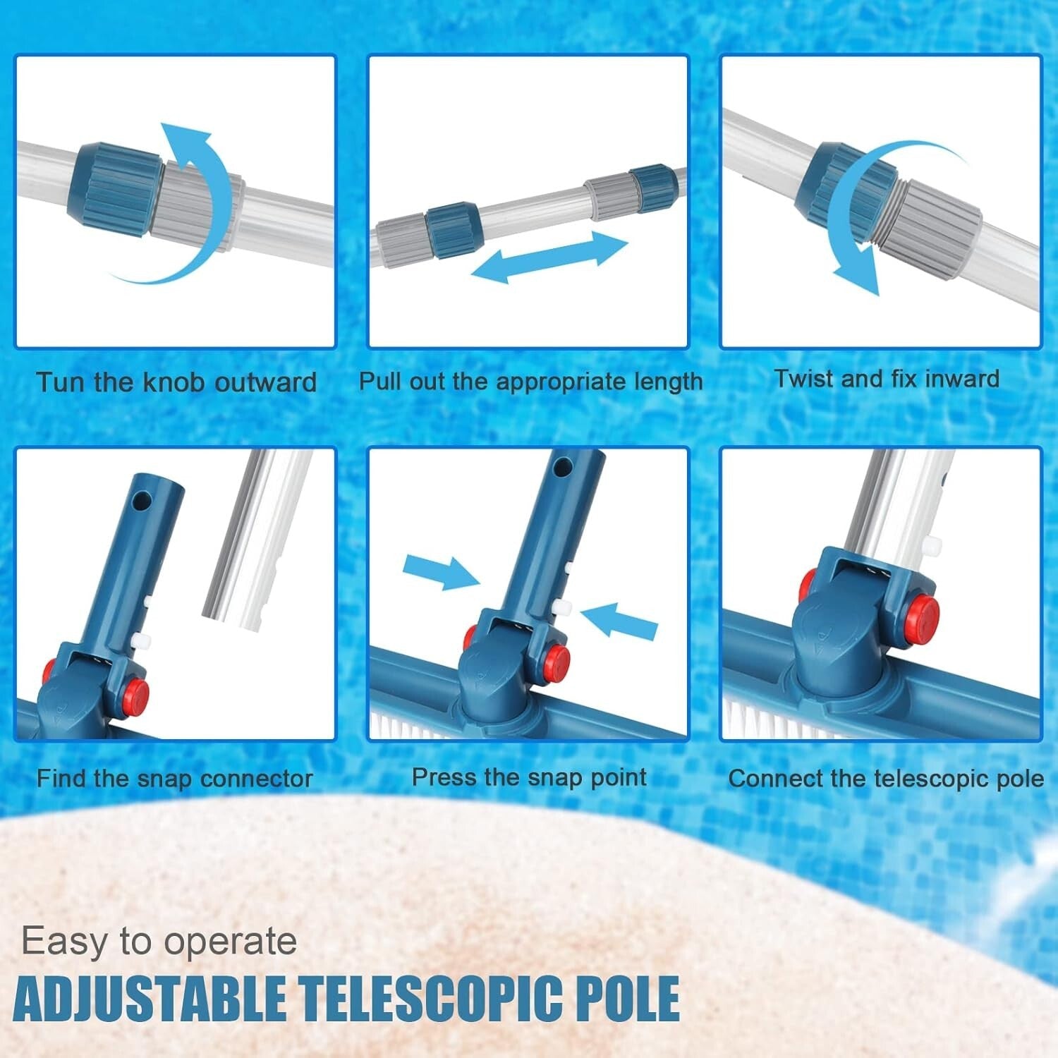 Lightweight Telescopic Pool Pole - 16FT Aluminum with Superior Grip & Durability
