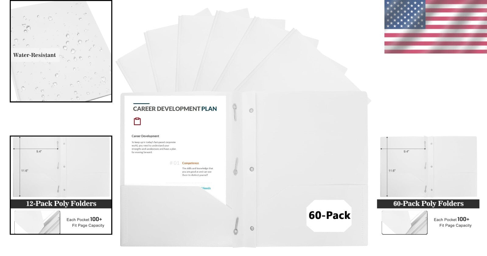Multi-Purpose 60-Pack Plastic Folders with Pockets - Perfect for All Your Files