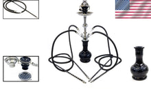 Load image into Gallery viewer, 22" Pro Quality 4-Hose Hookah Set - Elegant Black with Stainless Steel Accents