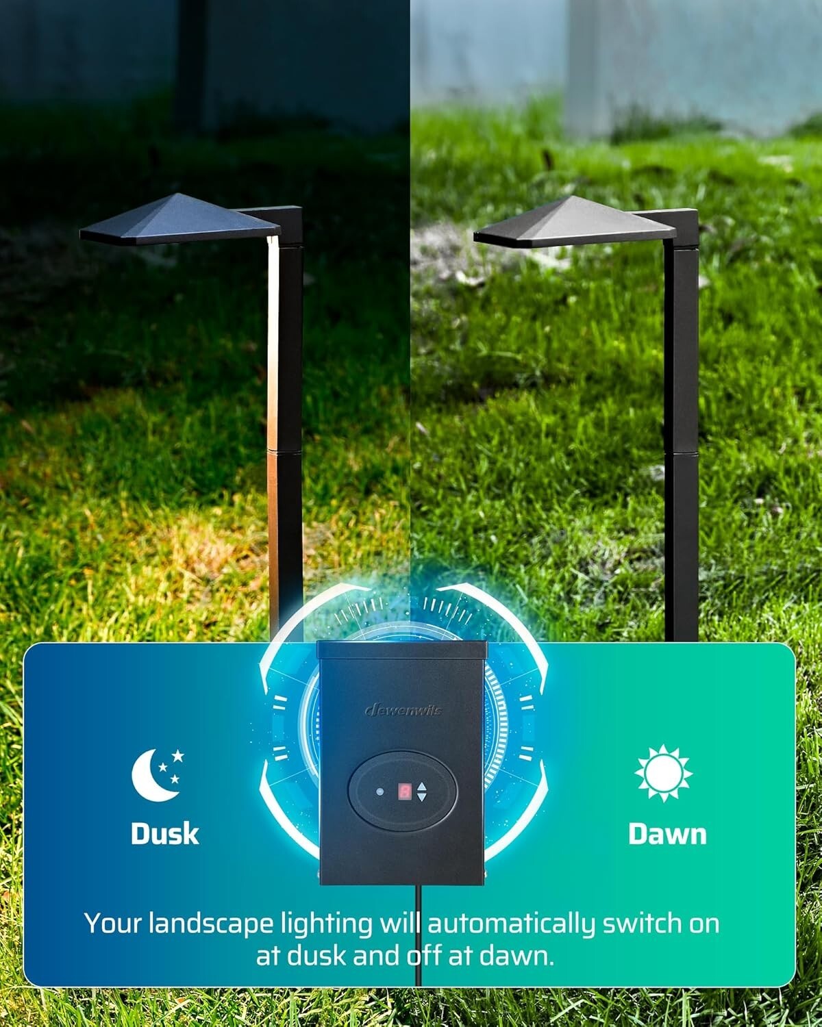 120W Weatherproof Landscape Transformer with Timer and Built-in Photocell Sensor