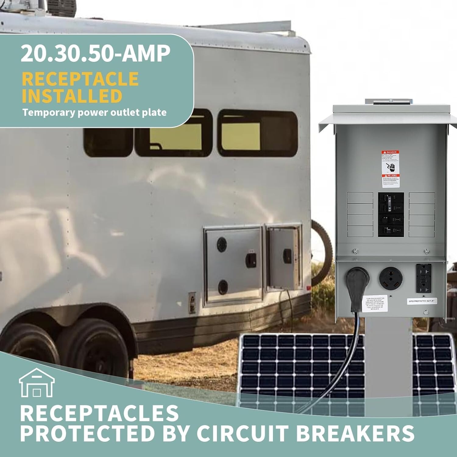 Enhanced Safety 50 Amp Temporary Power Box - Quick Installation & All-Weather