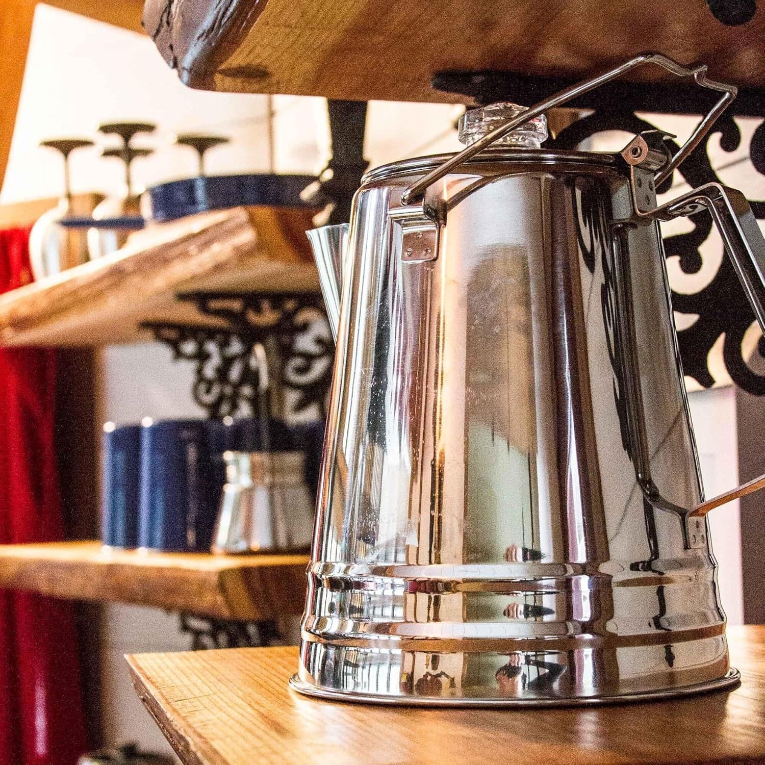 Ergonomic Glacier Stainless Steel Coffee Percolator - 36 Cups for Any Adventure