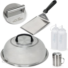 Load image into Gallery viewer, Complete BBQ Accessories Kit with Burger Press, Basting Cover &amp; Spachula