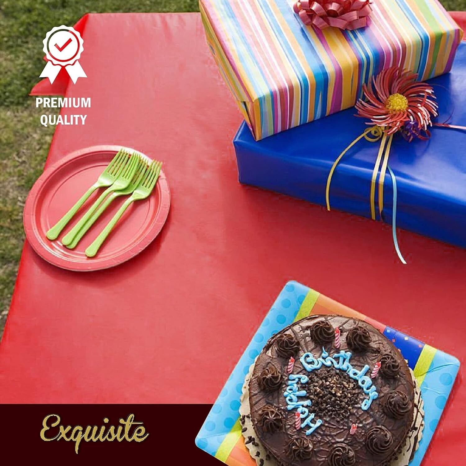 Durable Dark Blue Plastic Table Covers - 48 Disposable Rectangle Tablecloths