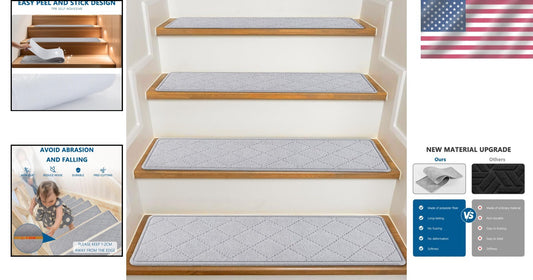 15-Pack Non-Slip Carpet Stair Treads for Safety - 8
