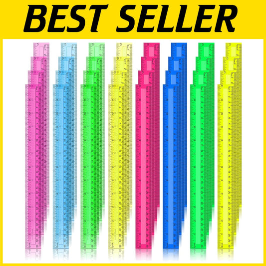 192 Pack Colorful Transparent 12-Inch Rulers for Classroom & Office Supplies