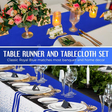 Load image into Gallery viewer, 54 x 108 Inch Royal Blue Tablecloths &amp; Satin Runners for Elegant Celebrations