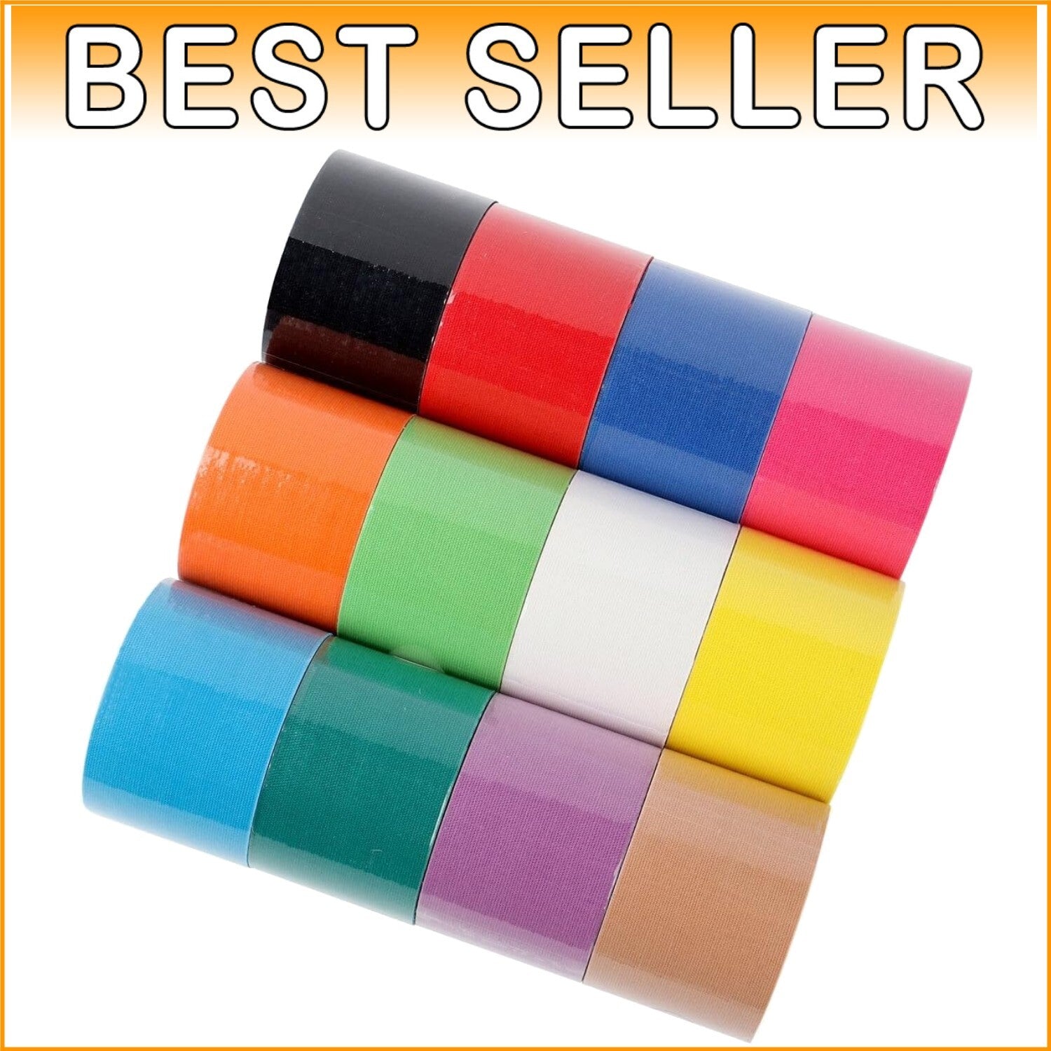 12 Rolls of Kinesiology Tape in Rainbow Colors - Support & Recovery Muscle Tape