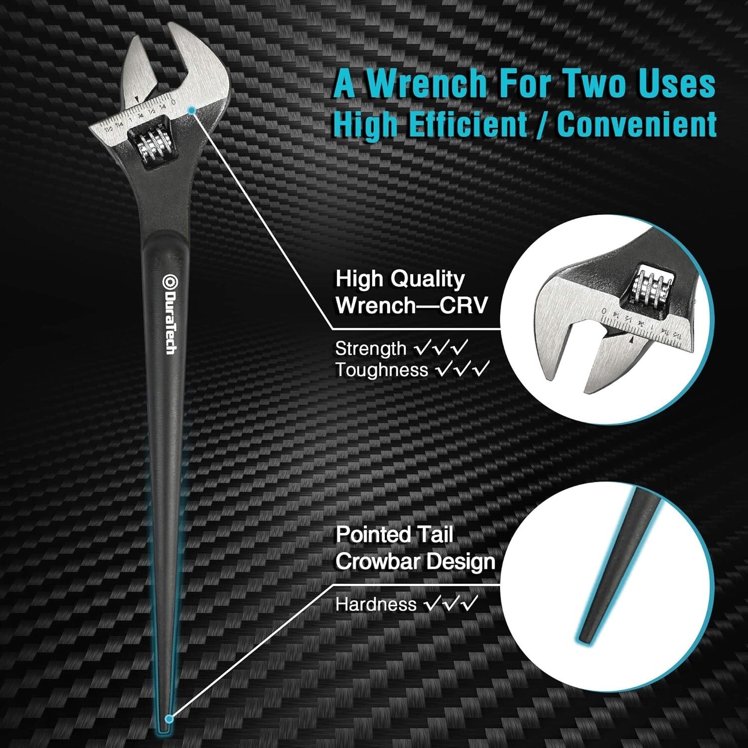 Professional 3-Piece Adjustable Wrench Set with Black Oxide & Heavy-Duty Handle