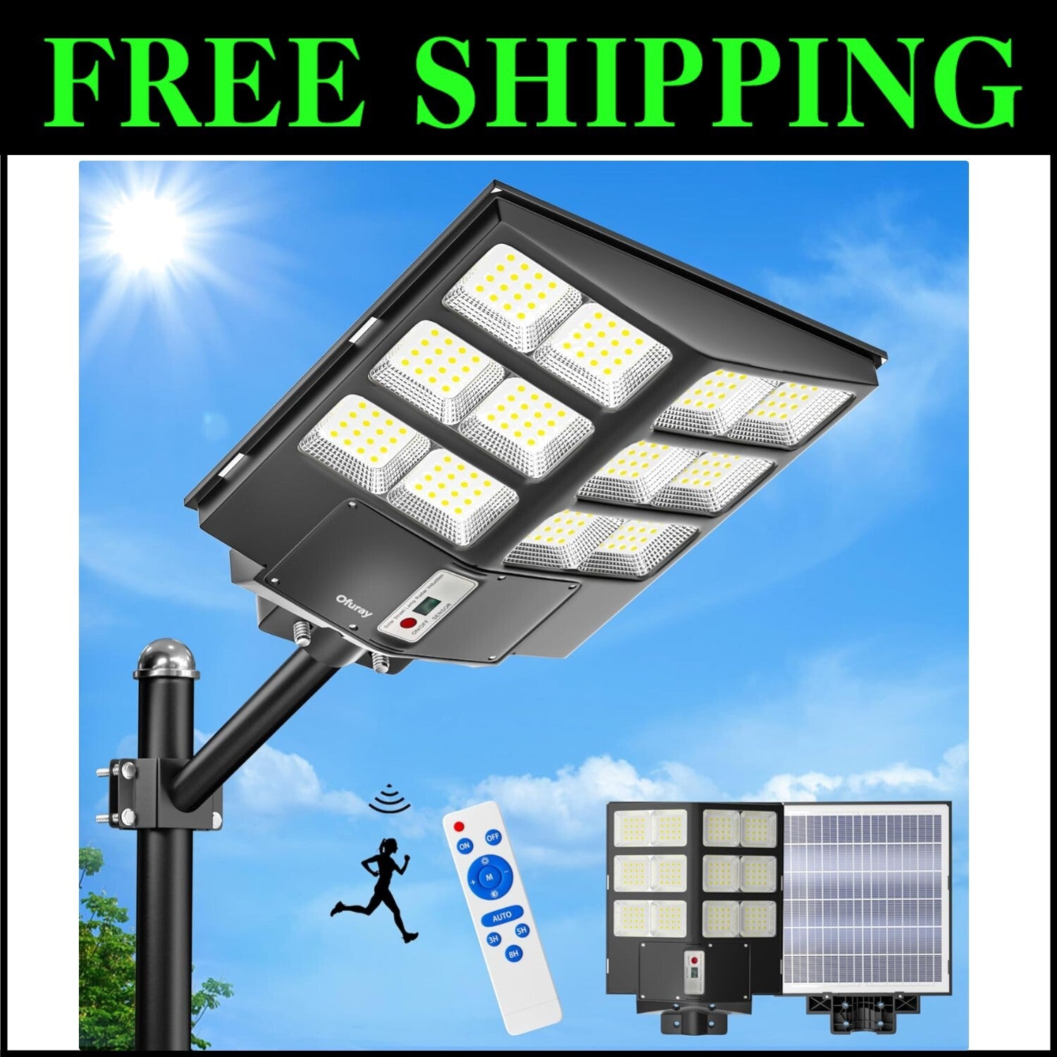 Remote-Controlled 80000LM Solar Floodlight - IP67 Waterproof Outdoor Security