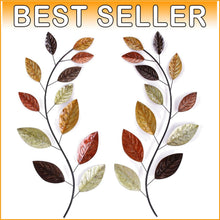 Load image into Gallery viewer, Set of 2 Lightweight Metal Olive Branch Wall Art - 37.5 Inch Sculptures