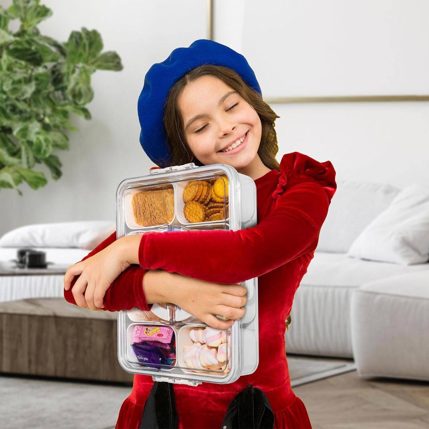 BPA-Free Portable Snack Serving Tray with Lid - Perfect for Picnics & Travel