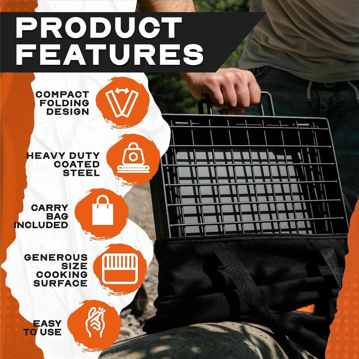 Versatile 24" Campfire Grill & Griddle - Adjustable Height for Outdoor Cooking