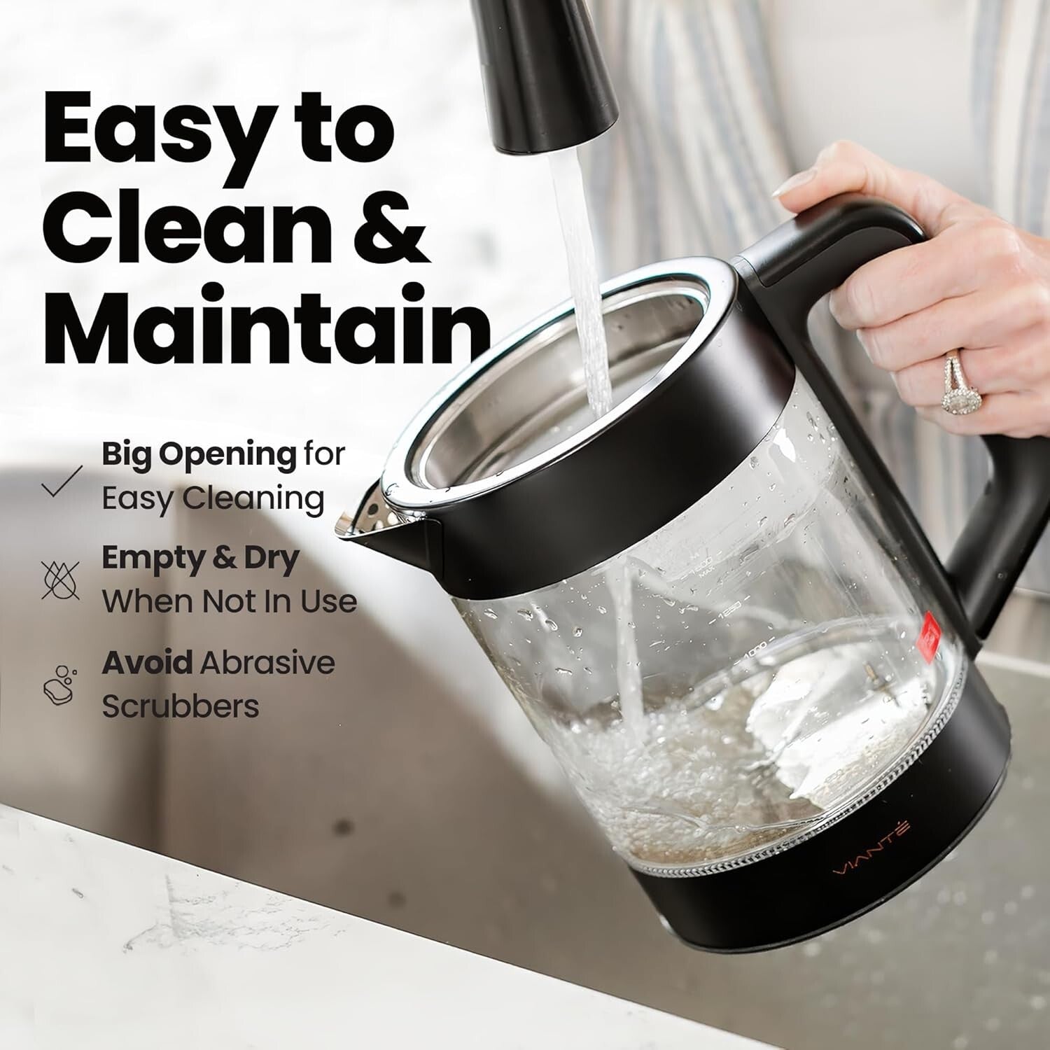 Deluxe Electric Kettle with Tea Infuser, Ceramic Teapot & Cups on Wood Tray