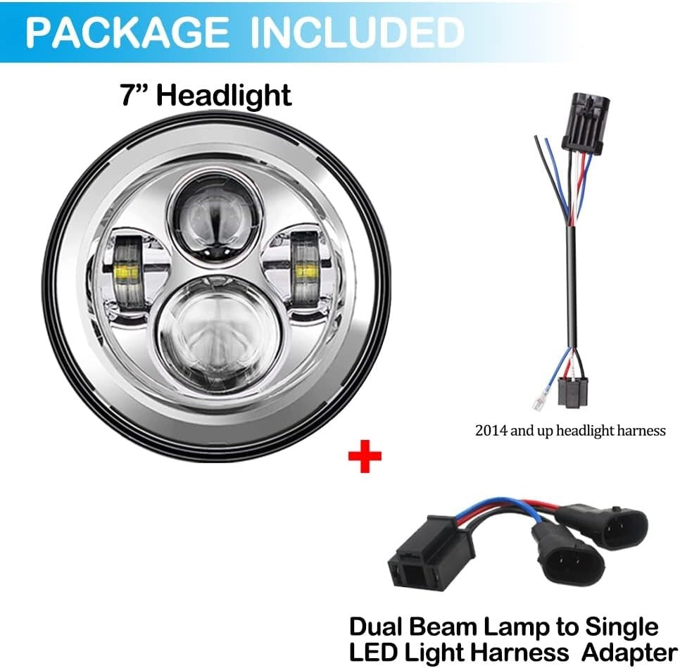Plug-and-Play 7-Inch Chrome LED Headlight for 2014-2023 Street Glide & Road King